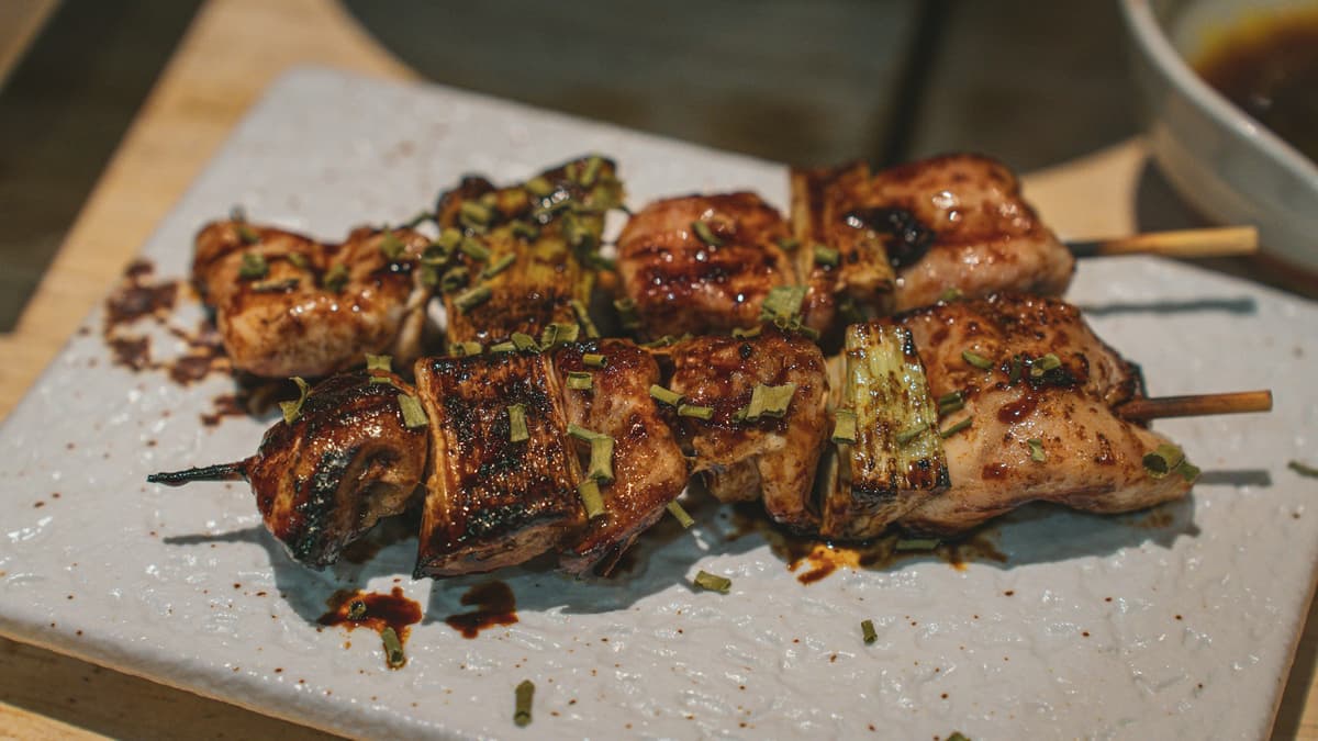 Grilled yakitori skewers